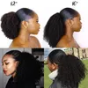 Curly Drawstring Ponytail Extensions Remy 10-28 tum Long Clip In Hair Brazilian Deep Wavy Human Hair Extension Vattenvåg