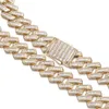 Link Chain DRIP Hip Hop 19MM Baguette Heavy Prong Cuban Bracelet Necklaces Iced Out Trendy White Gold Plated Jewelry Trum22
