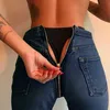 Yiciya Sexy Back Zipper Long Jeans Kvinnor Klassisk Hög Midja Skinny Pencil Light Blue Denim Pants Elastic Stretch Kvinna 210708