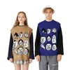 Japońska kamizelka graficzna HARAJUKU dla mężczyzn i kobiet Urban Streetwear Knit Ukiyo-E Pullover Sweter Kamizelka plus rozmiar 211112