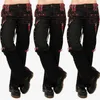 Ladies Cargo Pants High Waist Black Streetwear Vintage Punk Goth Women Summer Casual Long Trousers joggers D30 211115