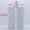 20 oz Süblimasyon Boşlukları Tumbler Düz Paslanmaz Çelik Sıska Tumblers Çift Duvar Vakum Yalıtımlı Seyahat Kupa Toptan Toplu