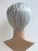 Mode Afro perruque courte blanche droite perruques synthétiques cheveux naturels pour les femmes noires aucune dentelle coiffure en Stock usine directe