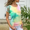 المرأة t-shirt مصمم النساء التعادل مصبوغ طباعة قصيرة القمصان الصيف عارضة هالدو خارج الأكمام ضئيلة الزى س الرقبة 2021 زائد حجم قمم