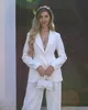 White Bridal Women Blazer Pants Suits Slim Fit Office Lady Party Prom Jacket Red Carpet Leisure Outfit Coat ( Jacket+Pants)