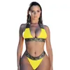 Vêtements de femmes Sexy Bikini ensembles Bandage de maillot de bain Crop Top Swwear Strothing Bathing Full High Beachwear Solid Imprime