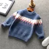 Jongen's Sweaters O-hals Print Pullover 0-9 jaar oude kinderen imitatie nertsen fluwelen trui herfst en winter baby kinderkleding 210308