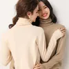Kvinnors tr￶jor 19 Autumnwinter Kvinnor Turtleneck tr￶ja Fashion Cashmere Knitting Pullover Tops Jumper