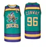 Man Drukowane Mighty Ducks Koszykówka Koszulka 96 Charlie Conway 99 Adam Banks 21 Dean Portman 44 Fulton Reed 33 Greg Gregberg 66 Gordon Bombaj Zielony Czarny Rozmiar S-3XL