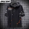 Tek Yol Erkek Hoodies Erkekler Yaz Siyah Grafiti Kısa Kollu Kazak Hip Hop Harajuku Japon Streetwear Hoodie Erkekler 210730