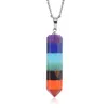 7 Chakra pendule pierre arc-en-ciel pilier pendentif à breloques collier fabrication de bijoux tentures mode en gros