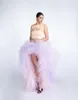 Skirts 2021 Chic Elegant Color Matching High Low Ruffled Tulle Skirt Floor Length Long Women Puffy Maxi