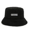 Fashion Street Embroidered Bucket Stingy Brim Hat Thickened Warm Teddy Velvet Winter Fisherman Hats For Women Lady Outdoor