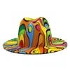 와이드 브림 모자 파나마 남성 여성 다채로운 스타일 탑 느낌 Fedoras 카우보이 모자 레트로 인공 양모 영국 재즈 모자