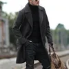 Miscela di lana maschile Trench in solido Trench Inverno Mens British Style Casual Doppi Bresetted Giacca calda a maniche lunghe custodia a maniche lunghe