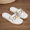 Women Slippers Fashion Personality Solid Color Chain Dign Casual Living Room 2021 External Wear Flat Woman Sho