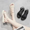 Sandales d'été en cuir à semelles épaisses pour femmes, chaussures De styliste décontractées, plates, plateforme, 2022