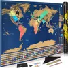 Deluxe cancella la mappa di viaggio del mondo Scratch Off per la sala Adesivi murali Decorazione per ufficio 210726