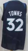 Uomini BasketCall Karl-Anthony Towns Jersey 32 Edwards 1 Team Nero Viola Viola Blu Navy Blu Grigio Ricamo e Cucita per Sport Fan Shirt traspirante alto