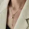 Pendentif Colliers Mignon Simple Chaîne Lien Amour Serrure Clé Collier Automne Et Hiver Lumière Luxe Niche Clavicule Titane Acier 18K Plaqué Or