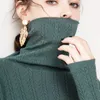 Turtleneck female solid pullovers women fashion casual striped knitted warm elasticity jumper X0721