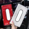 Crystal Handduk Sats Sun Visor Vävnad Boxhållare Auto Inredning Förvaring Dekoration Rhinestone Car Tillbehör