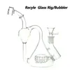 Glas Waterpijp Recyler Bong/Rig Bubbler voor roken 8 inch Hoogte met 14mm vrouwelijke en kom 320g gewicht BU017