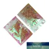 100Pcs/Lot Clear Glittery Rainbow Aluminum Foil Bag Self Seal Reclosable Flat Tear Notch Pouches for Food Candy Snack