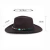 Otoño Invierno Jazz Fedora Sunhat Hombres Mujeres Sombreros de fieltro Cinturón Band Western Cowboy Hat Black Trilby Bowler Hat para Unisex Gorra