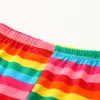 Summer 2 3 4 5 6 7 8 9 10 Years Cute Baby Child Clothing Colorful Rainbow Knee Kids Girl Striped Calf-Length Leggings 210529