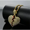 Gold Heart Diamond Broken Necklace Hiphop