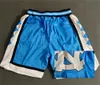 Just don New University of North Carolina Men UNC Basketball Shorts Pocket PANTS All Stitched Purple Blue White Mens Size XS-XXL