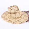 Western Cowboy Três corda Straw Hat Hat Travel Spring e outono ao ar livre Big Hat Eaves Summer Men Hat Sun Hat