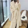 plus size Coat Winter Women Thick Warm X-Long Faux Fur Jacket Female High Quality Fluffy Rabbit Fur Coat Plus Size Loose Parkas 211022