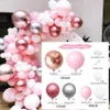109pcs Pink Chrome Rose Gold Balloon Arch Garland 4D Ballon Wedding Birthyday Baby Shower Party Background Decor Globos Kids To 210719