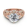 European and American Fashion High-End Engagement Ring Unique Design 2 Karat High-End Zircon Ring Art Decoration Style Rose Gold Ring