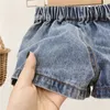 O verão bebê menina de algodão jean curto culottes crianças botão shorts bebê menina shorts 210701