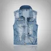 New Ripped Jean Jacket Men's Denim Vest Hip Hop Jean Coats Waistcoat Men Cowboy Brand Sleeveless Jacket Male Tank Plus Size 6XL