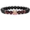 Perlenstränge 8 mm Wolf Elastic Gold Silber Kupfer CZ Zirkon Zirkonia Perlen Böhmisches Yoga-Armband Achat Onyx Stein Armreifen Tfg43d Faw