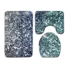 Shiny Printed Three-piece Floor Mat Door Mat Bathroom Rug Waterproof Carpets Toilet Seat Cover Floor Mat Bathroom Decor 210724