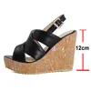 Meotina Sandaler Skor Kvinnor Kilar Hög Högskinn Sandaler Spänne Rund Toe Ladies Skodon Sommar Vit Svart Storlek 34-43 Fashion 210608