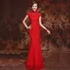 red lace chinese dress