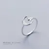 Fashion Open Adjustable Finger Ring for Women Pure 925 Sterling Silver Twinkle Star Moon Fine Jewelry Girl Gift 210707