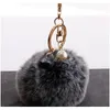 Fashion Chaveiro Keychain Fur Pom Pom Ball Key Chain Faux Rabbit Hair Bulb Bag Car Ornaments Fur Ball Pendant Best Gifts F jllfjx