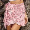 Mode Tryckta Sexiga Kvinnor Kjol Ruffles Bandage Summer Kvinna Micro Beach Holiday Slim Streetwear Dames S 210603