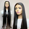 Transparent Lace Synthetic 26 Inch Silky Straight LaceS Front Wig T Part Wigs Heat Resistant Fiber Black Color With Baby Hair Synthetics hairs for women