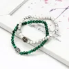 Brins perlés 2022 Tendance Jésus Croix Charme Vert Turquoises Femmes Bracelet Perles De Pierre Blanche Bracelets Pour Femme Yoga Bijoux Fawn22