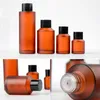 Protable Amber Brown Glass Bottle Refillable Lotion Cream Cosmetic Container 15ml 30ml 60ml 100ml Dropper Bottles