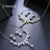 Emmaya Vivid Leaves-shape Dazzling Wedding Costume Accessories CZ Crystal Colorful Gift Earrings And Necklace Jewelry Sets H1022