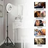 2021 10 "LED Anello luminoso Selfie fotografico Anello di illuminazione con supporto per Smartphone Youtube Tiktok Trucco Video Studio Treppiede Anello luminoso